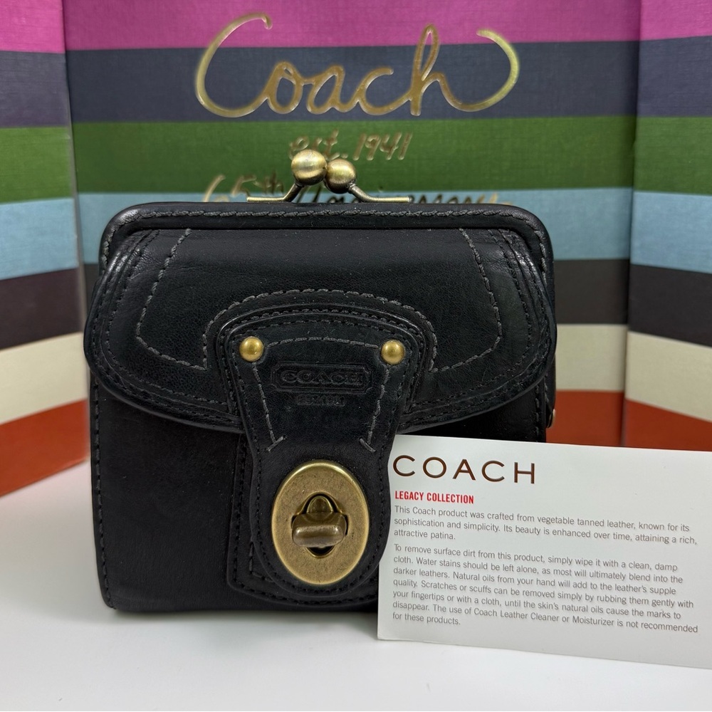 ❤️NEW COACH LEGACY WALLET BLACK LEATHER KISSLOCK VINTAGE~65TH ANNIVERSARY!!❤️